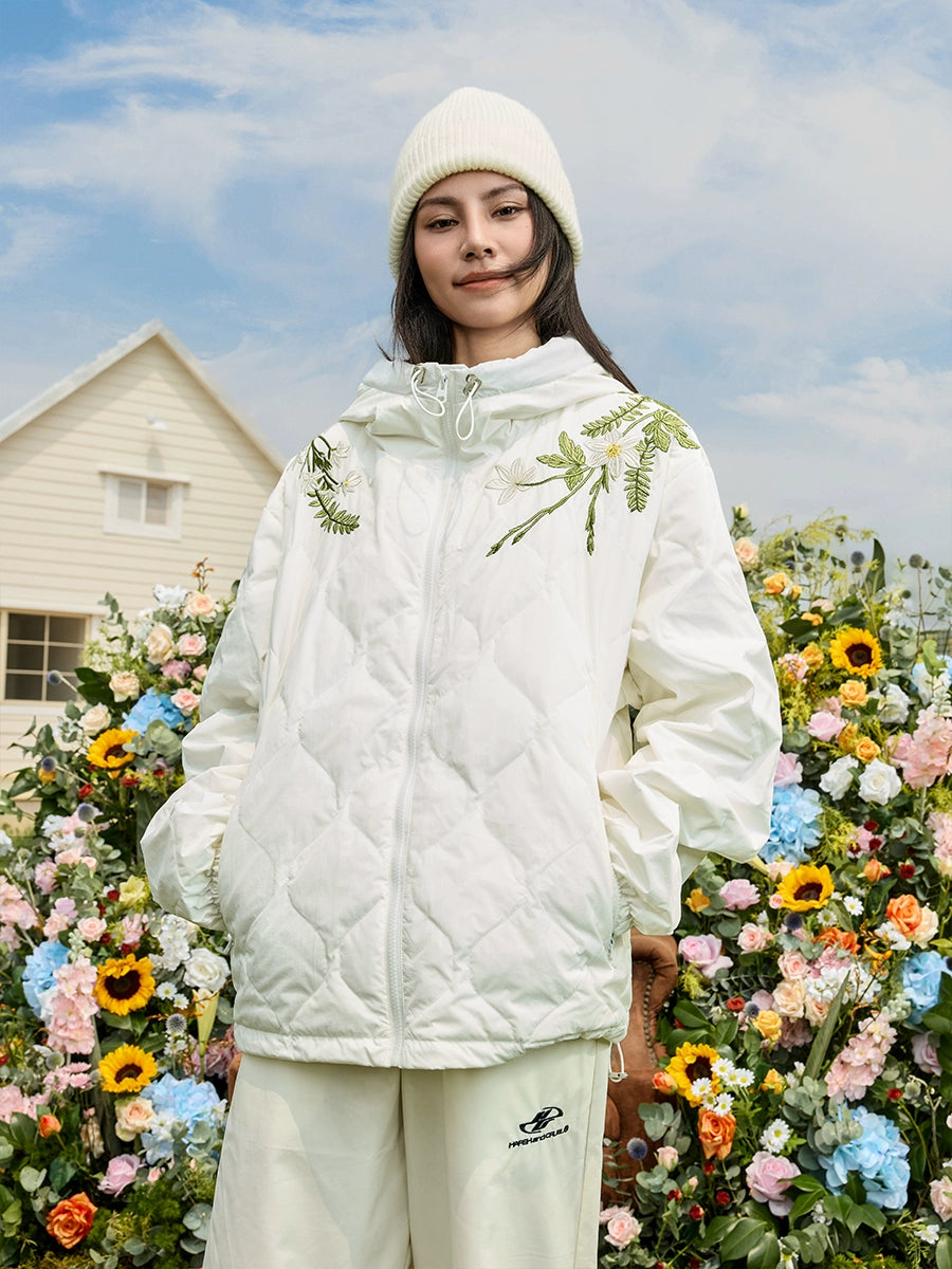 Harsh and Cruel Floral Quilted Hooded Down Jacket | Face 3 Face