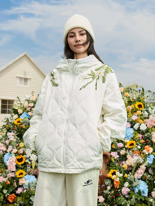 Harsh and Cruel Floral Quilted Hooded Down Jacket | Face 3 Face