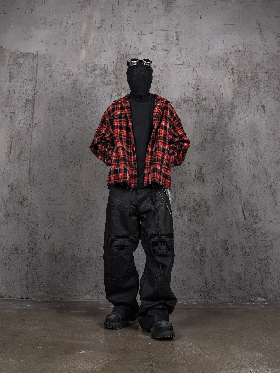 UNDERWATER Scarlet Plaid Deconstructed Destroyed Shirt Jacket | Face 3 Face