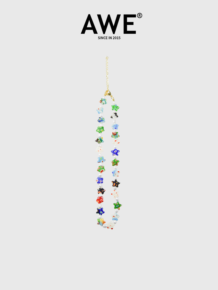AWE Colorful Flower Star Pearl Necklace | Face 3 Face