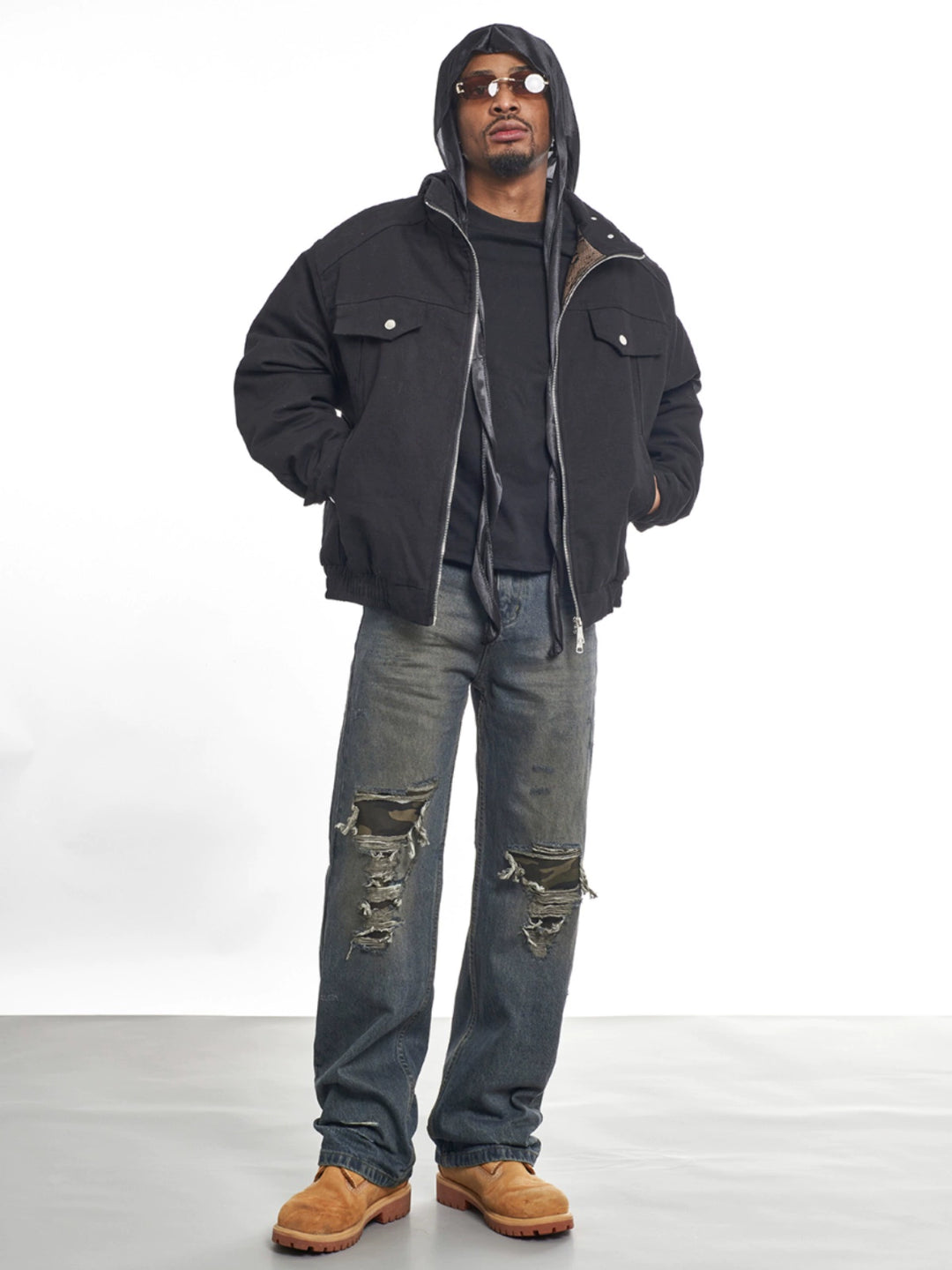 F3F Select Camouflage Patch Knee Distressed Jeans | Face 3 Face