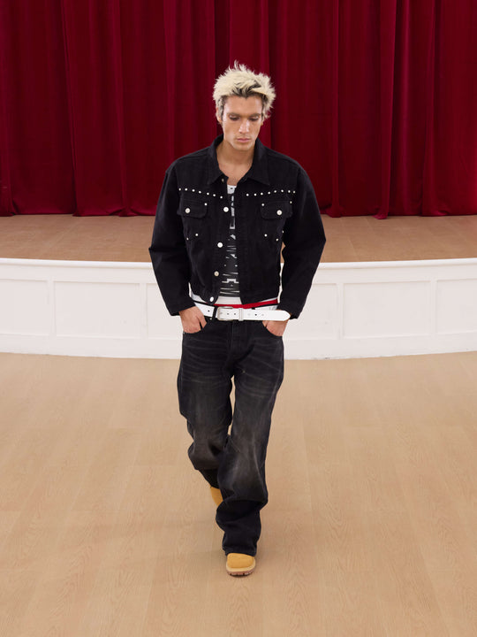 KARMANISTIC Diamond Studded Short Denim Jacket | Face 3 Face