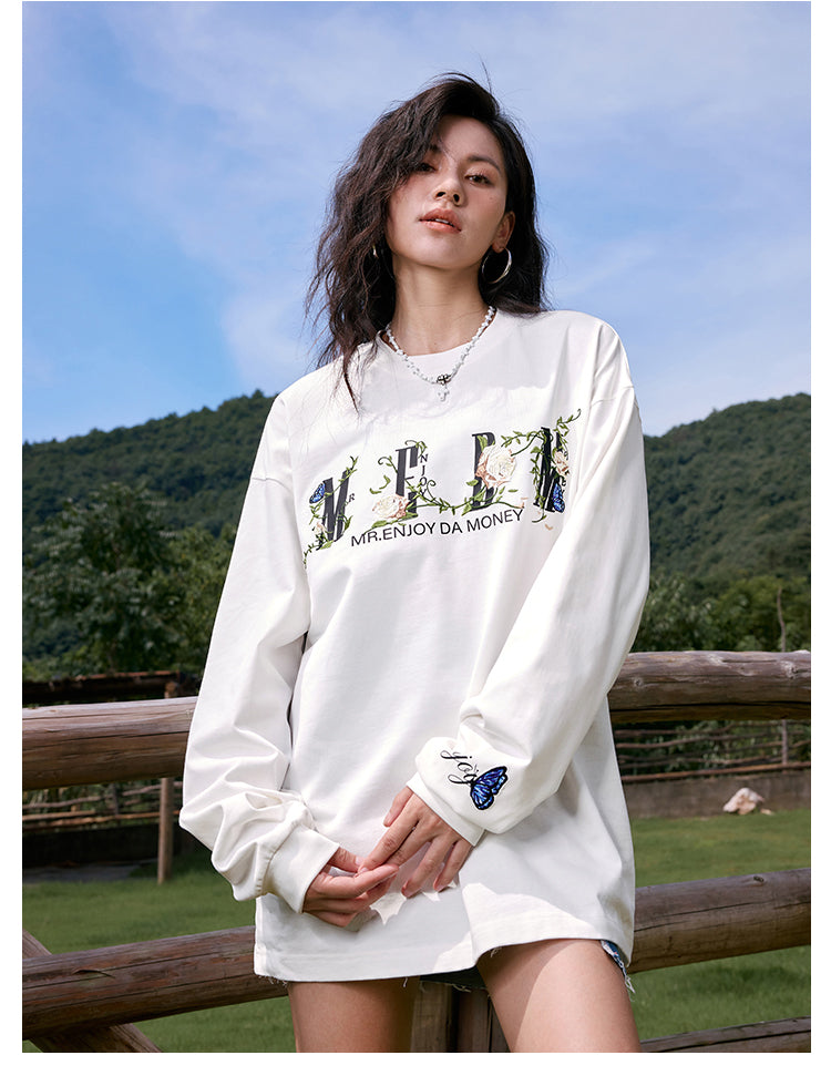 MEDM Vine and Flower Butterfly Logo Long Sleeve Tee | Face 3 Face