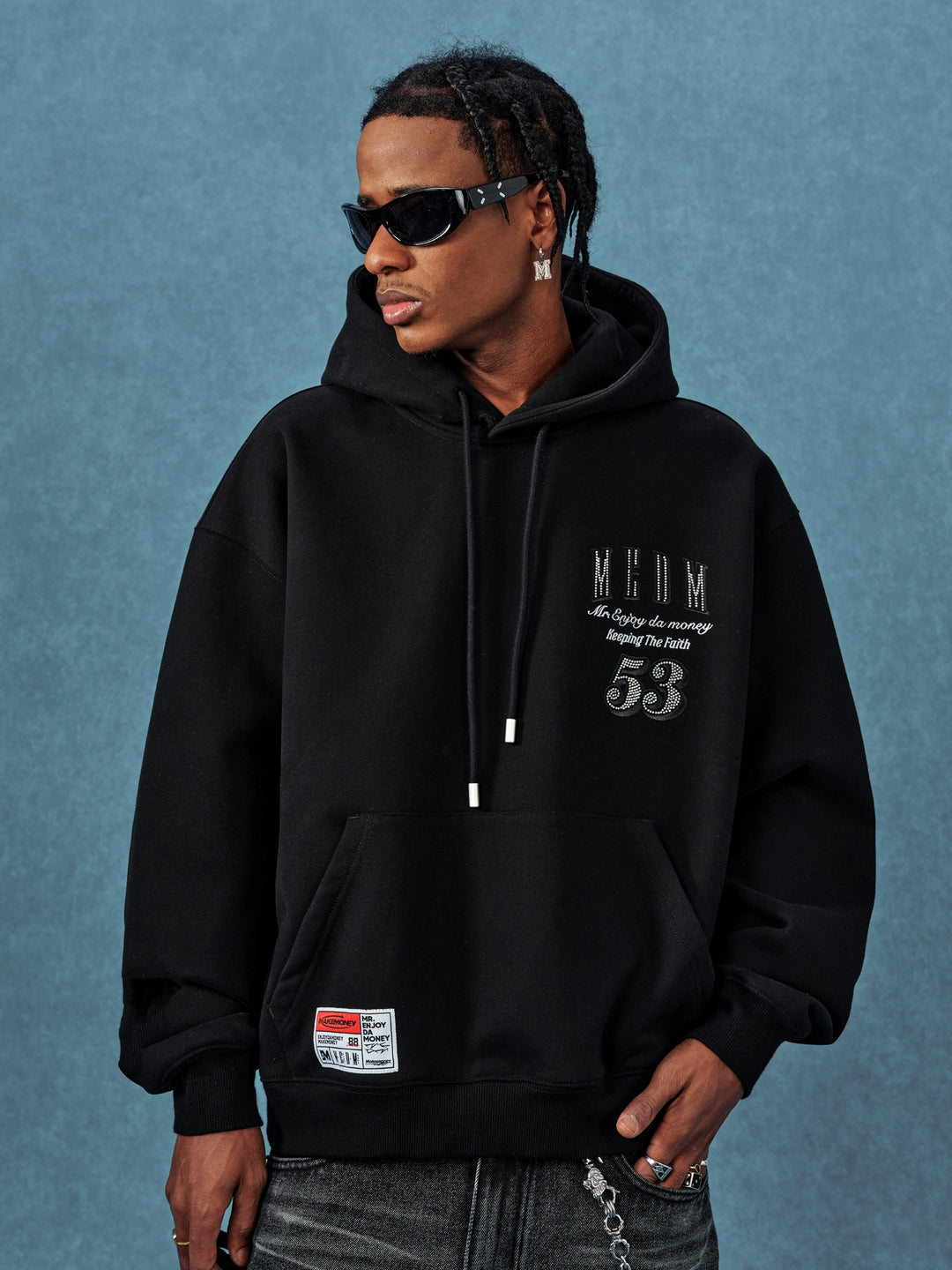 MEDM Rhinestone Star Logo Embroidered Hoodie | Face 3 Face