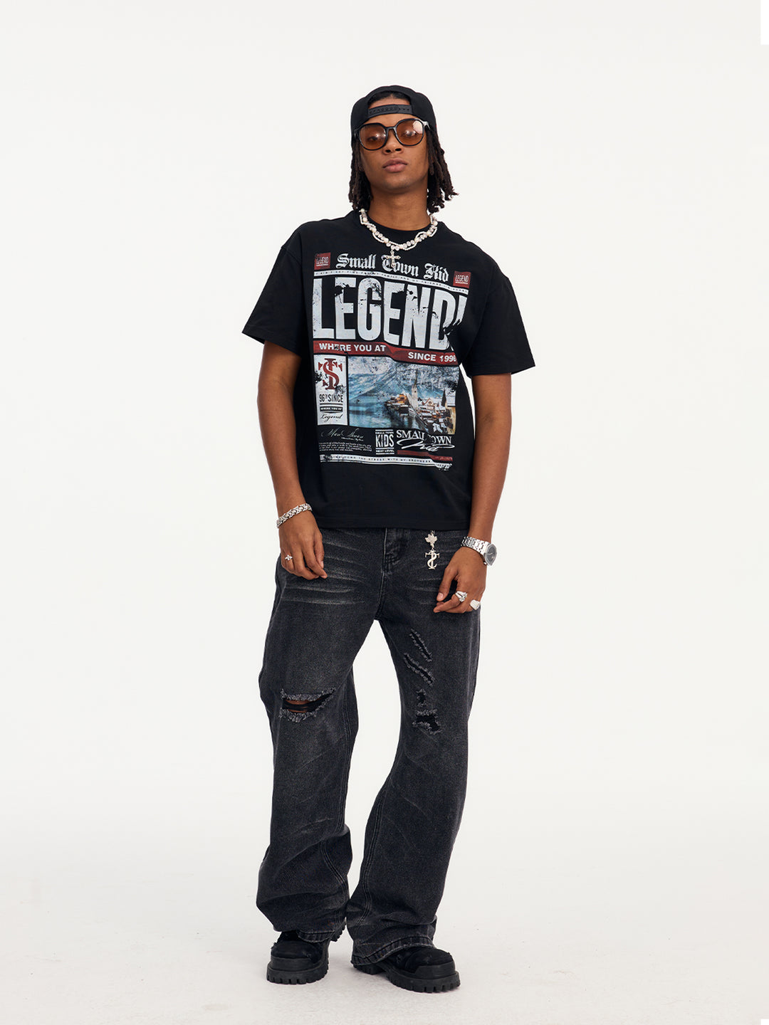 Small Town Kid Old Newspaper Print Tee | Face 3 Face