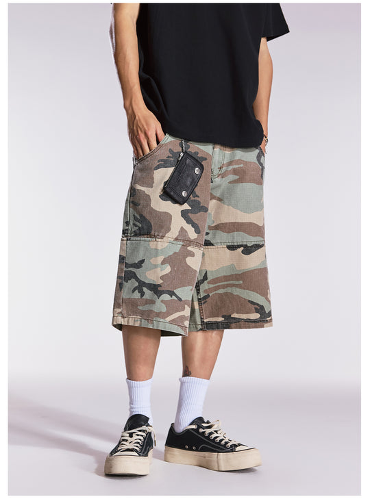 Remedy Leopard and Camouflage Work Painter Baggy Shorts | Face 3 Face