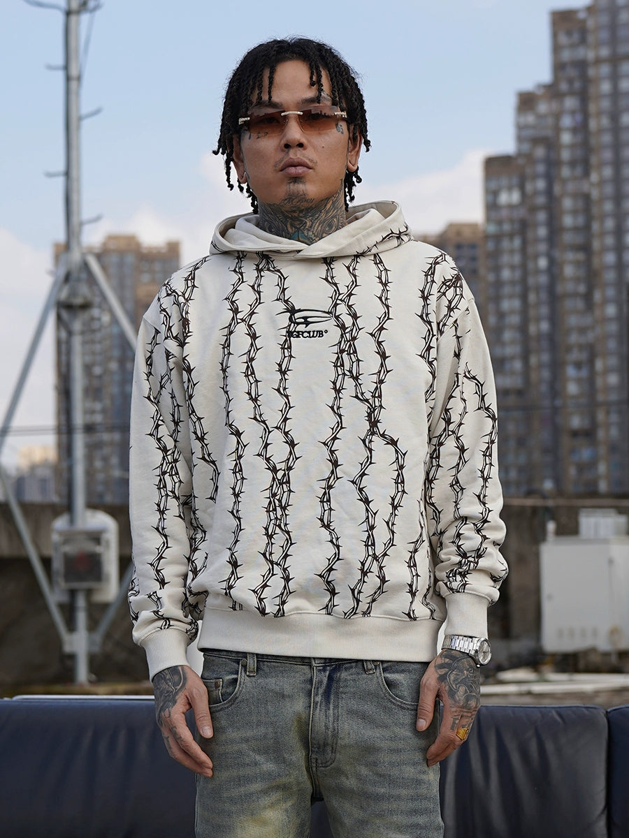 TGFCLUB Thorns Full Print Logo Embroidered Hoodie | Face 3 Face