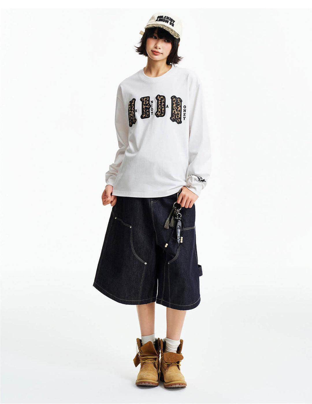 MEDM Leopard Print Logo Patch Long Sleeve Tee | Face 3 Face