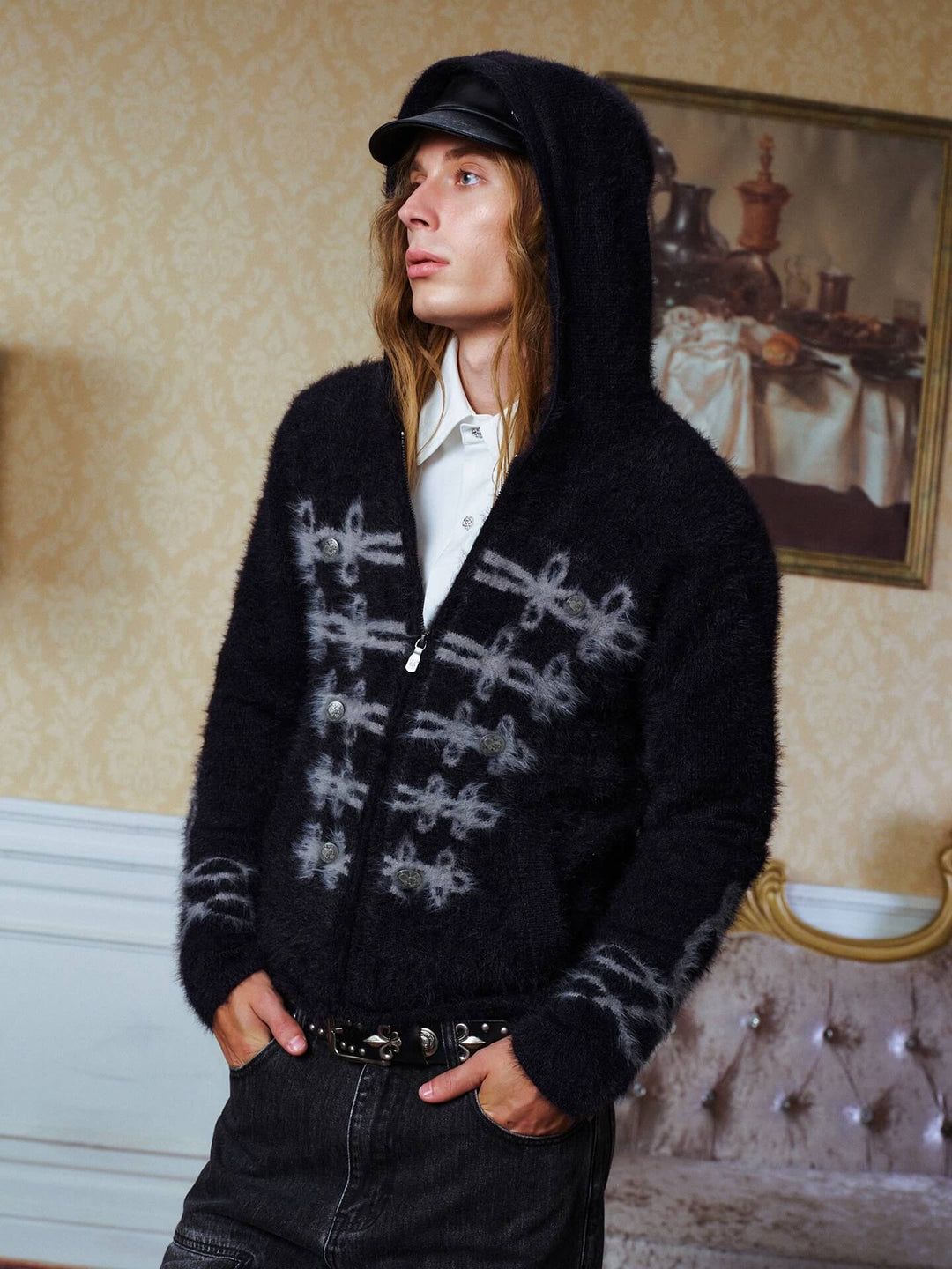 YADcrew Napoleon Mohair Zip Up Hoodie | Face 3 Face
