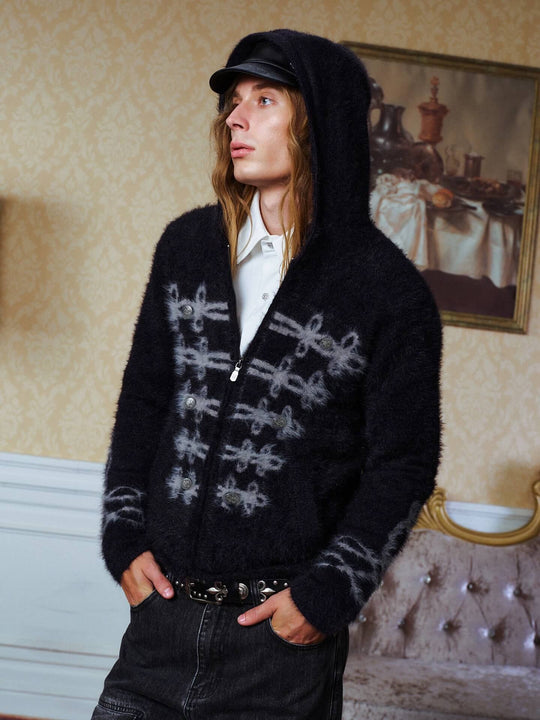 YADcrew Napoleon Mohair Zip Up Hoodie | Face 3 Face