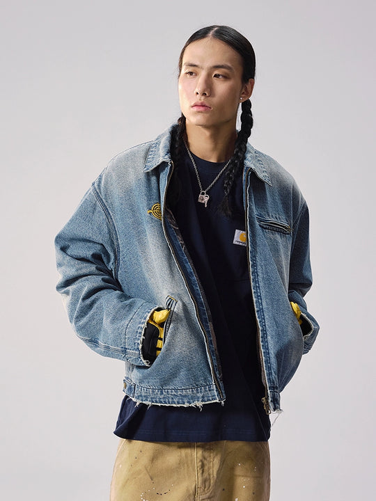 Remedy Washed Denim Zip Up Work Jacket | Face 3 Face