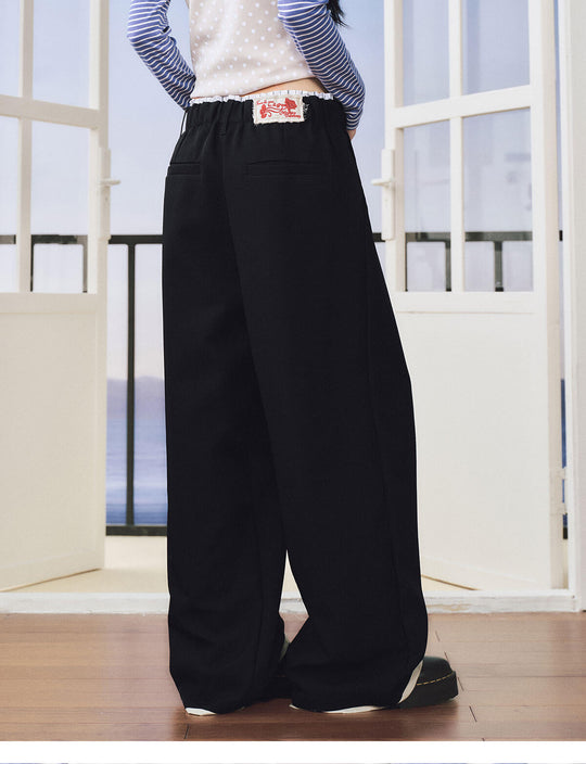 MEDM Elastic Waist Pleated Casual Suit Pants | Face 3 Face