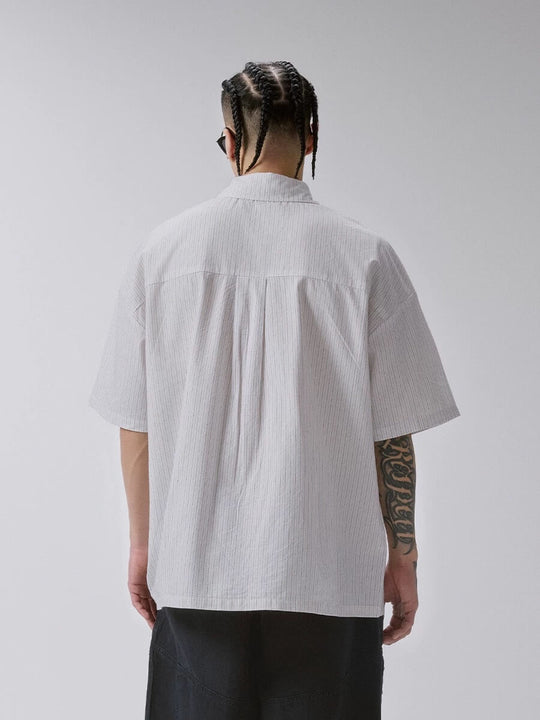 F2CE Stitch Stripe Vintage Print Short Sleeve Shirt | Face 3 Face