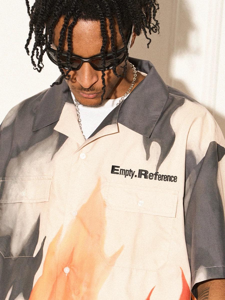 EMPTY REFERENCE Flame Ashes Pocket Short Sleeve Shirt