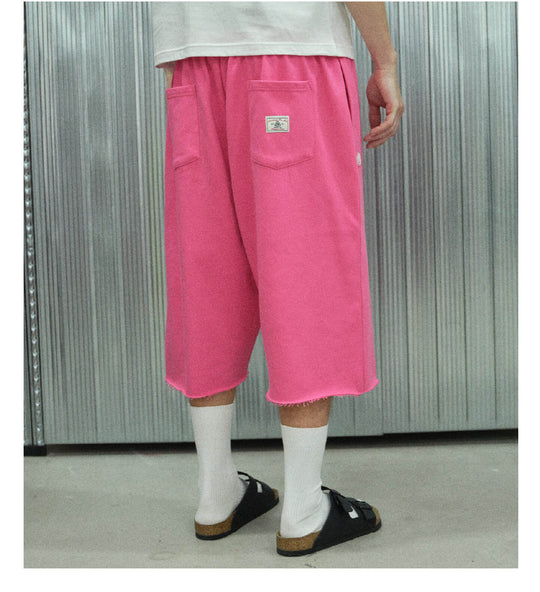 S45 Basic Heavyweight Logo Print Cutoff Baggy Sweat Shorts