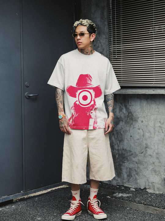 S45 Slogan Flocking Printing Embroidered Logo Tee | Face 3 Face