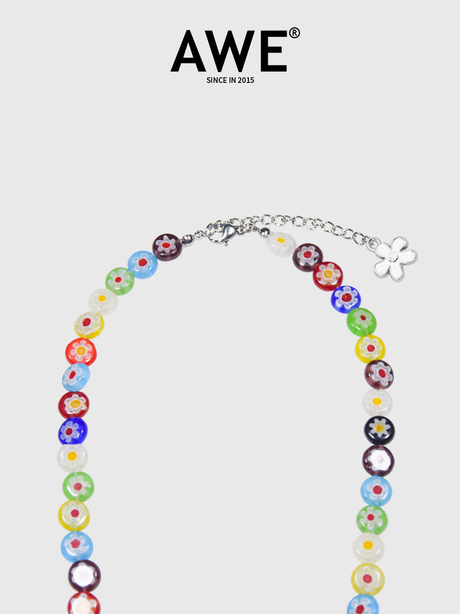AWE Sunflower Daisy Large Beaded Necklace | Face 3 Face