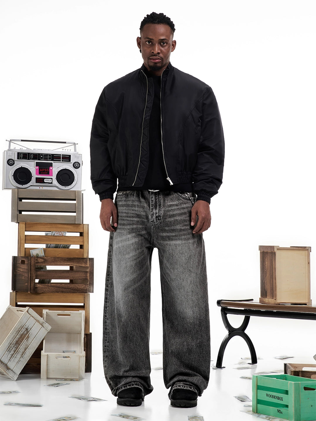 F3F Select Smoky Gray Washed Baggy Jeans | Face 3 Face