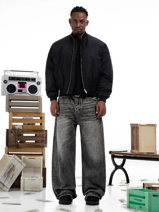 F3F Select Smoky Gray Washed Baggy Jeans | Face 3 Face