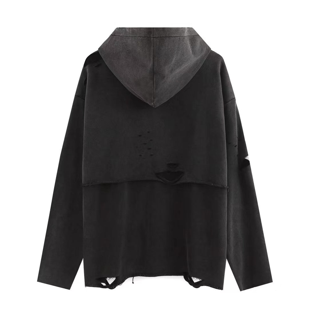 F3F Select Broken Holes Letter Print Hoodie