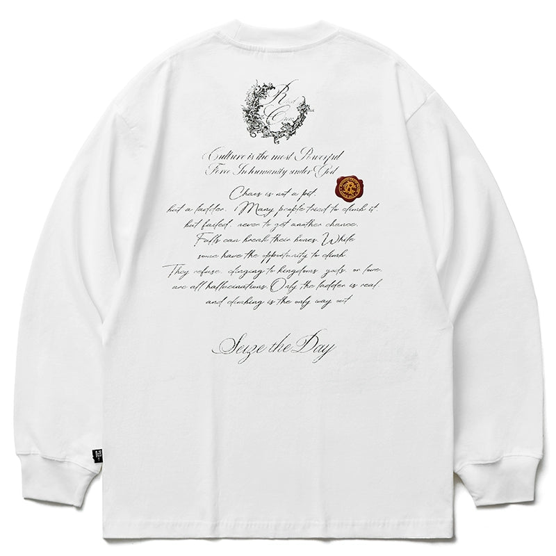 Remedy Wax Seal Handwritten Letter Print Long Sleeve Tee | Face 3 Face