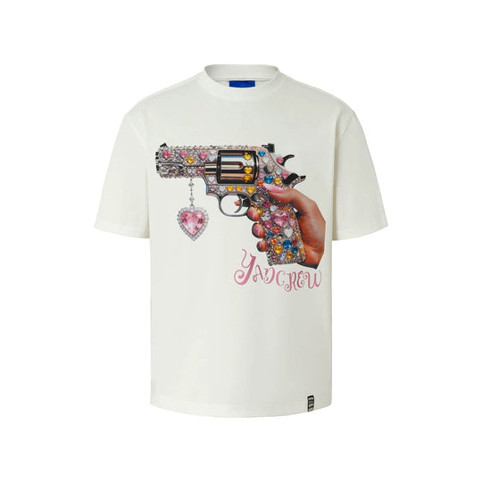 YADcrew Rhinestone Revolver Digital Print Tee | Face 3 Face