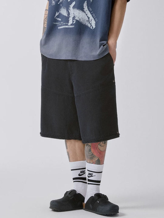 F2CE Black Washed Distressed Baggy Shorts | Face 3 Face