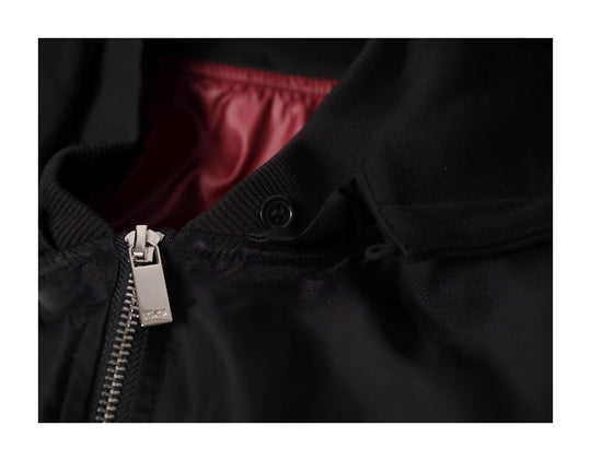 KARMANISTIC Embroidered Hooded Puffer Bomber Jacket | Face 3 Face