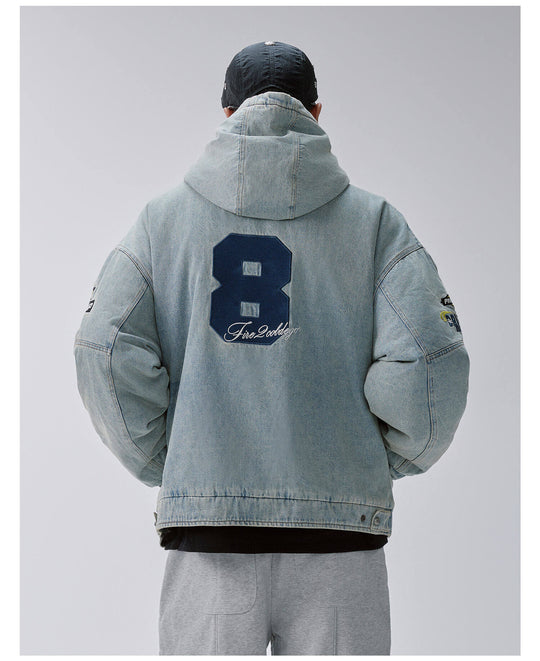 F2CE Racing Embroidered Vintage Washed Denim Jacket | Face 3 Face