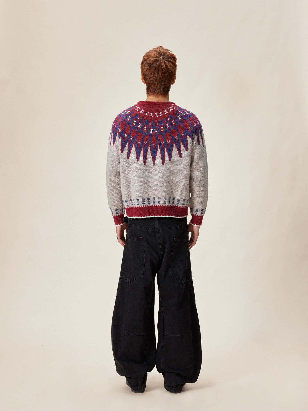 EVILKNIGHT(EK) Ethnic Pattern Knit Zip Up Cardigan