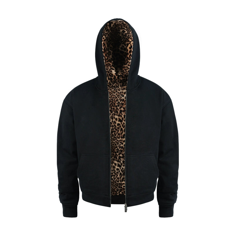 ANTIDOTE Leopard Print Lined Double-Zip Hoodie | Face 3 Face