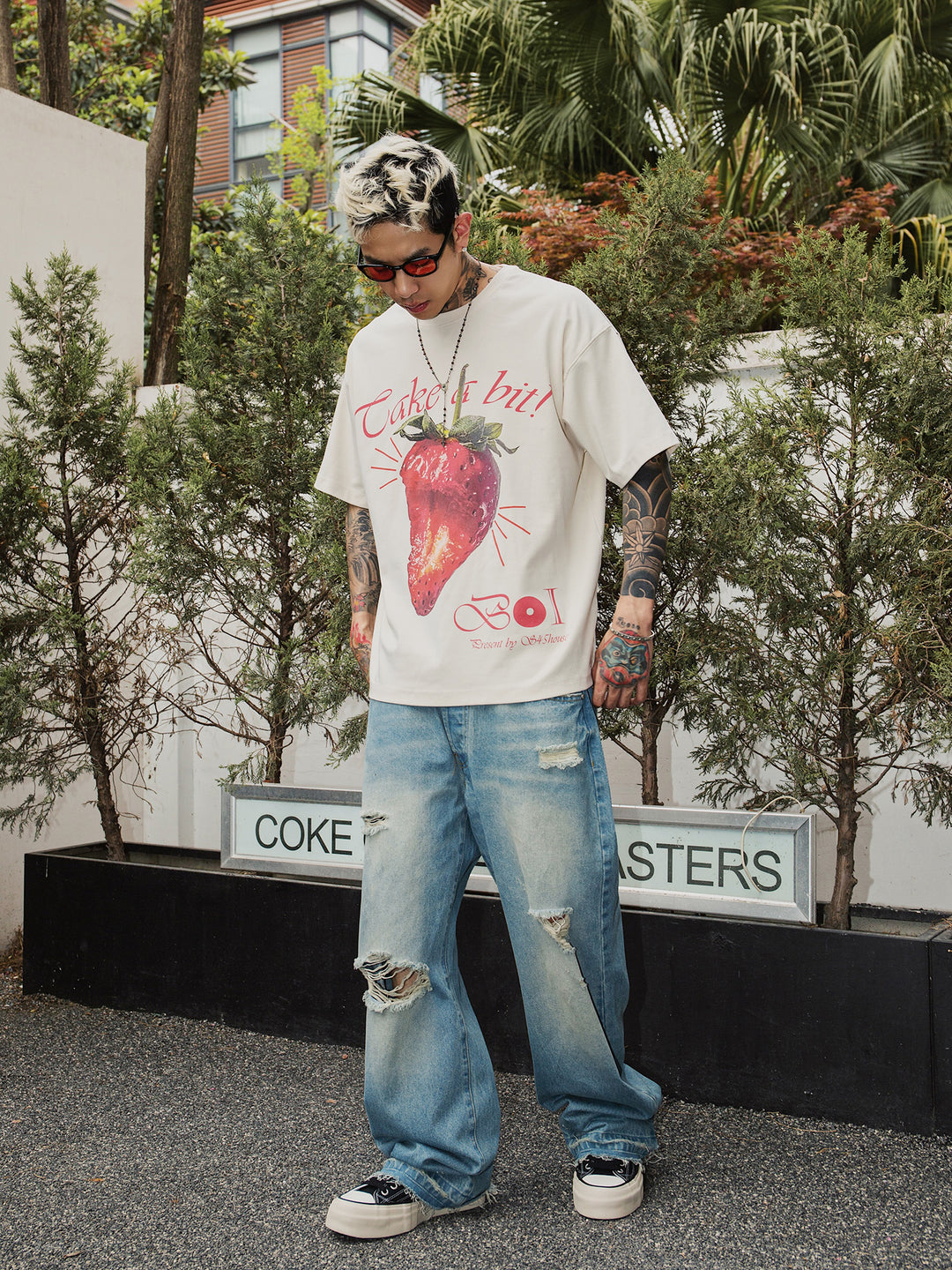 S45 Strawberry Fruit Print Tee | Face 3 Face