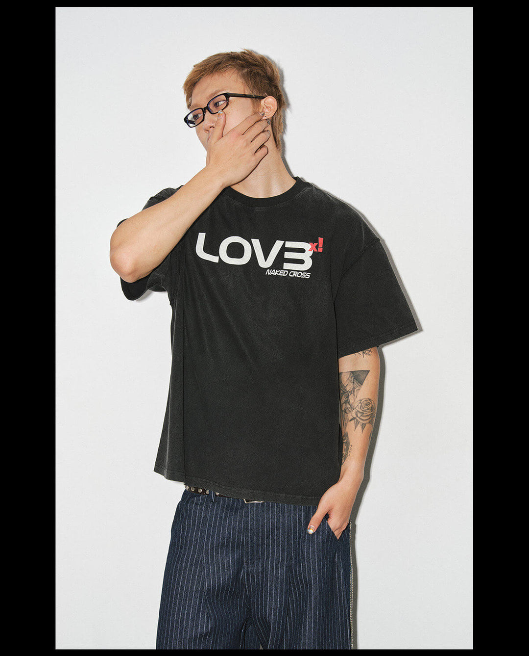 NOVACAM Love Graphic Print Washed Short Sleeve Tee | Face 3 Face