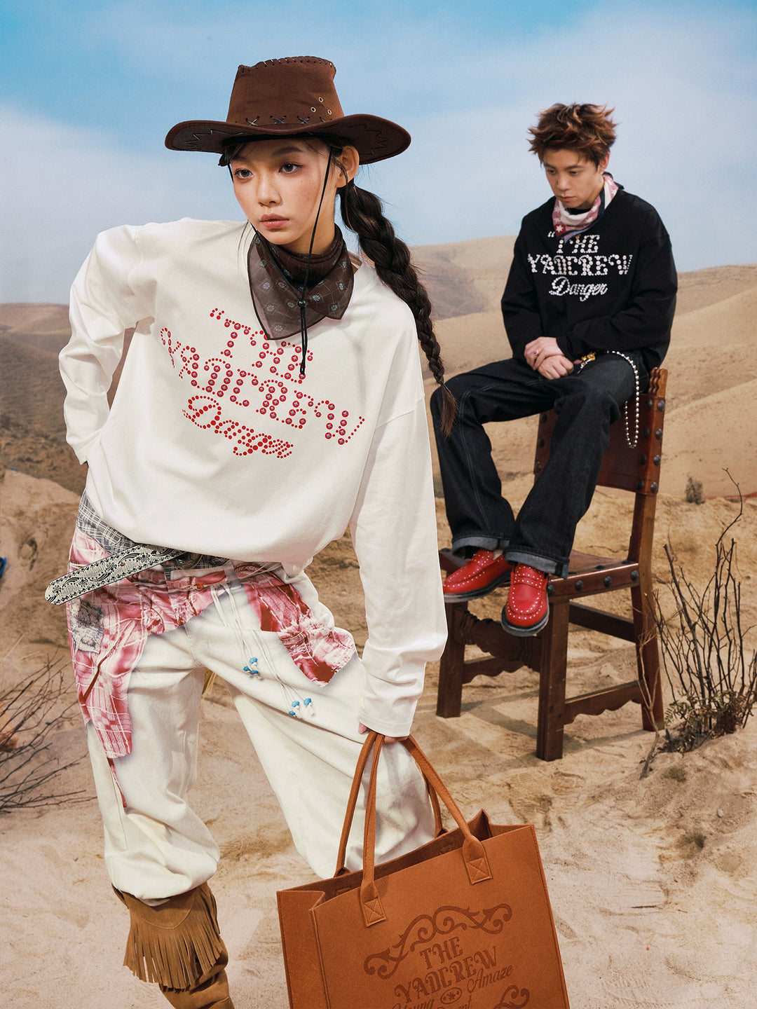 YADcrew Polka Dot Star Foam Print Long Sleeve Tee | Face 3 Face