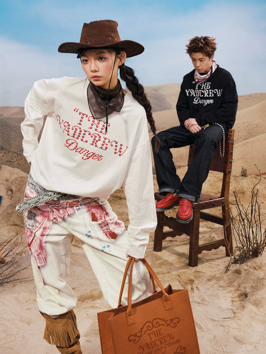 YADcrew Polka Dot Star Foam Print Long Sleeve Tee | Face 3 Face