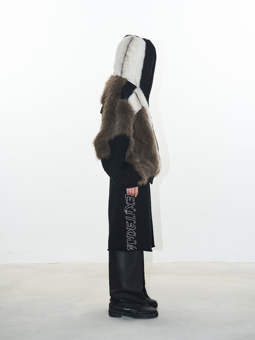 BLIND NO PLAN Colorblocked Hooded Fur Jacket | Face 3 Face