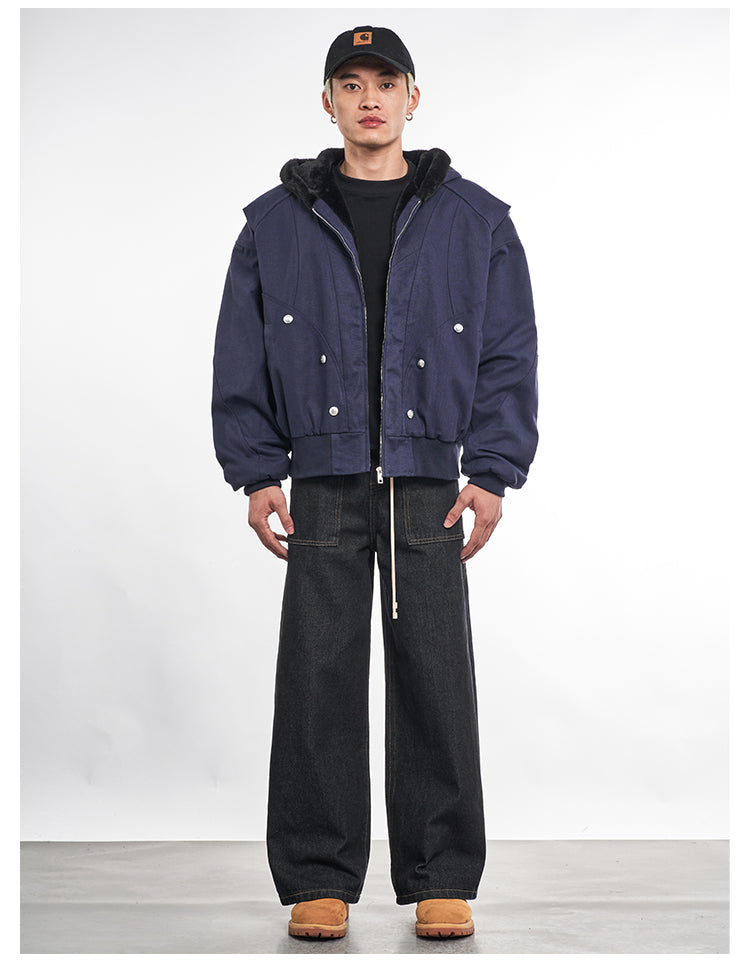 F3F Select Faux Rabbit Fur Lining Hoodie Work Jacket | Face 3 Face