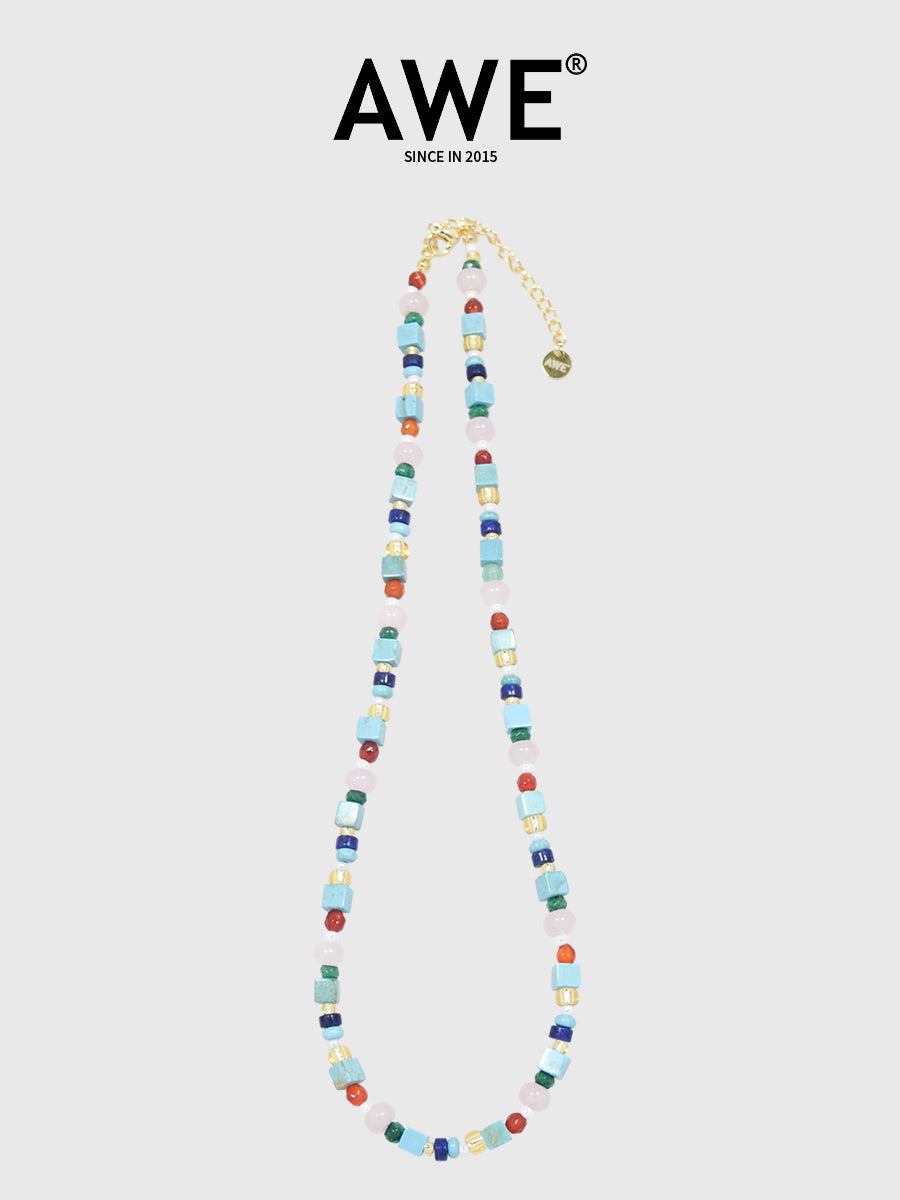 AWE Blue Waves Turquoise Beaded Necklace | Face 3 Face