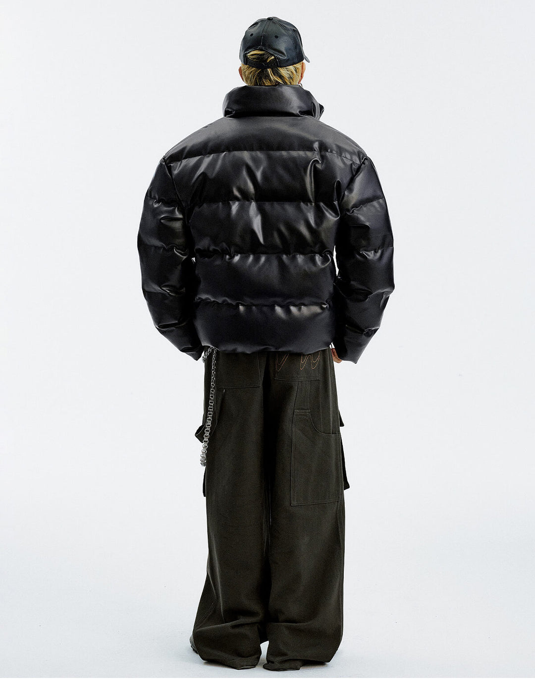 MEDM Leopard Patch PU Leather Puffer Jacket | Face 3 Face