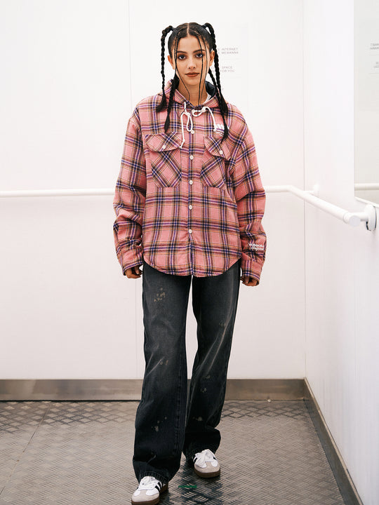 VOTE VVVVOTE Vintage Plaid Hooded Jacket