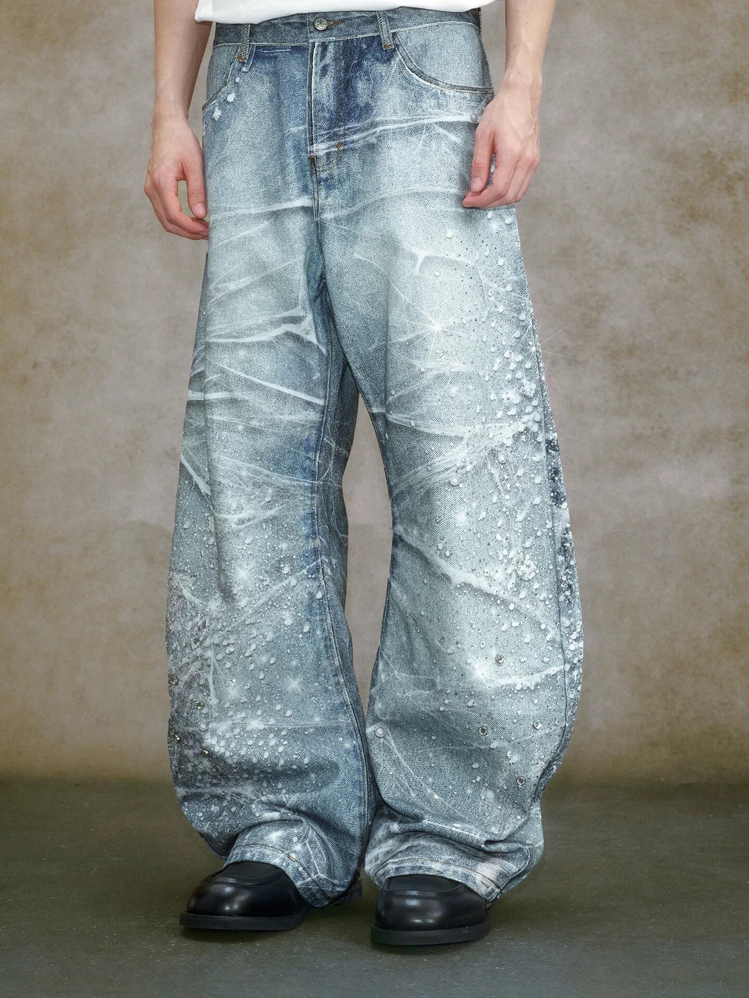 YADcrew 3D Digital Print Rhinestone Machete Jeans | Face 3 Face