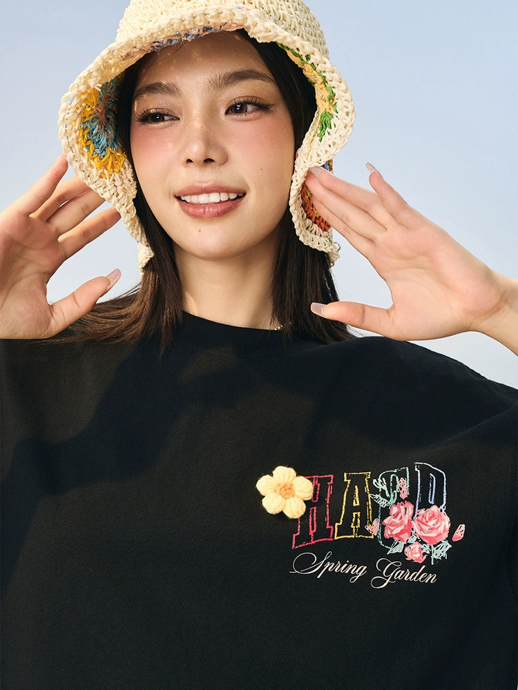 Harsh and Cruel HACR Crayon Drawing 3D Wool Flower Tee | Face 3 Face