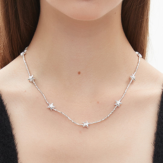 AWE Silver Star Chain Necklace | Face 3 Face