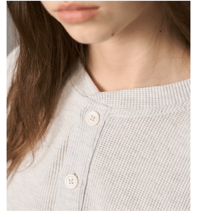 S45 Waffle Henley Neck Long Sleeve Tee | Face 3 Face