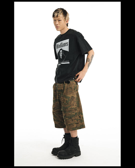 NOVACAM MindGames Vintage Print Washed Backstitch Tee | Face 3 Face