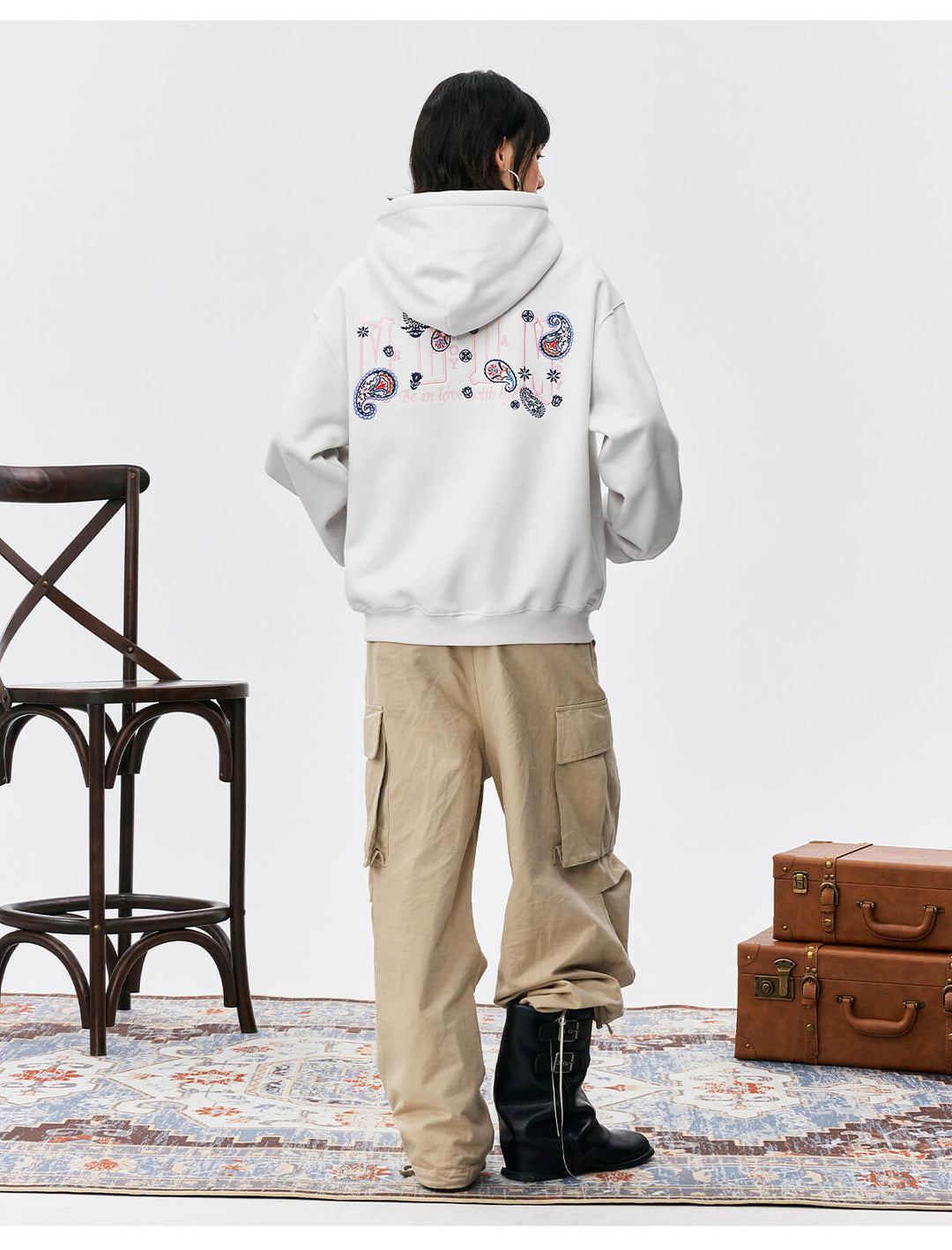 MEDM Ethnic Paisley Flower Embroidered Hoodie | Face 3 Face