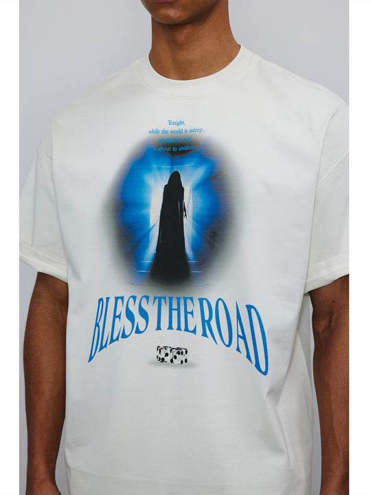 NOVACAM BLESS THE ROAD Vintage Print Reverse Stitching Tee | Face 3 Face