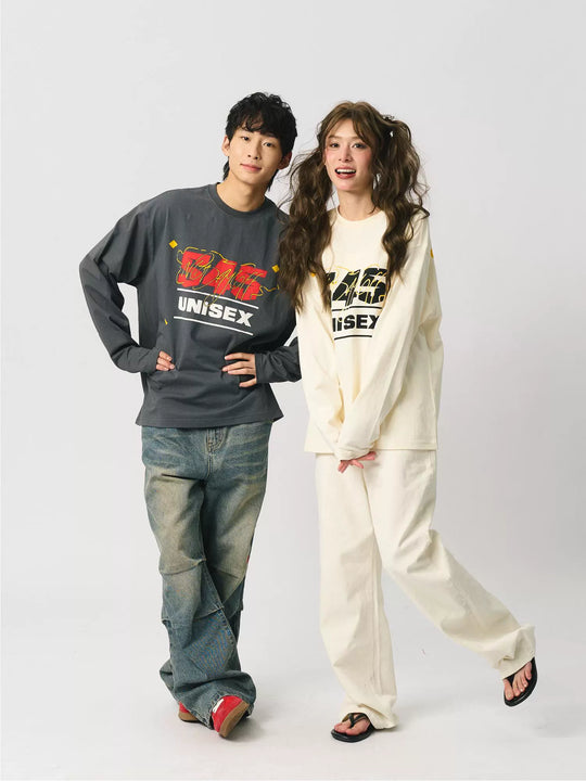 S45 Basic Letter Logo Printed Long-Sleeve Tee | Face 3 Face