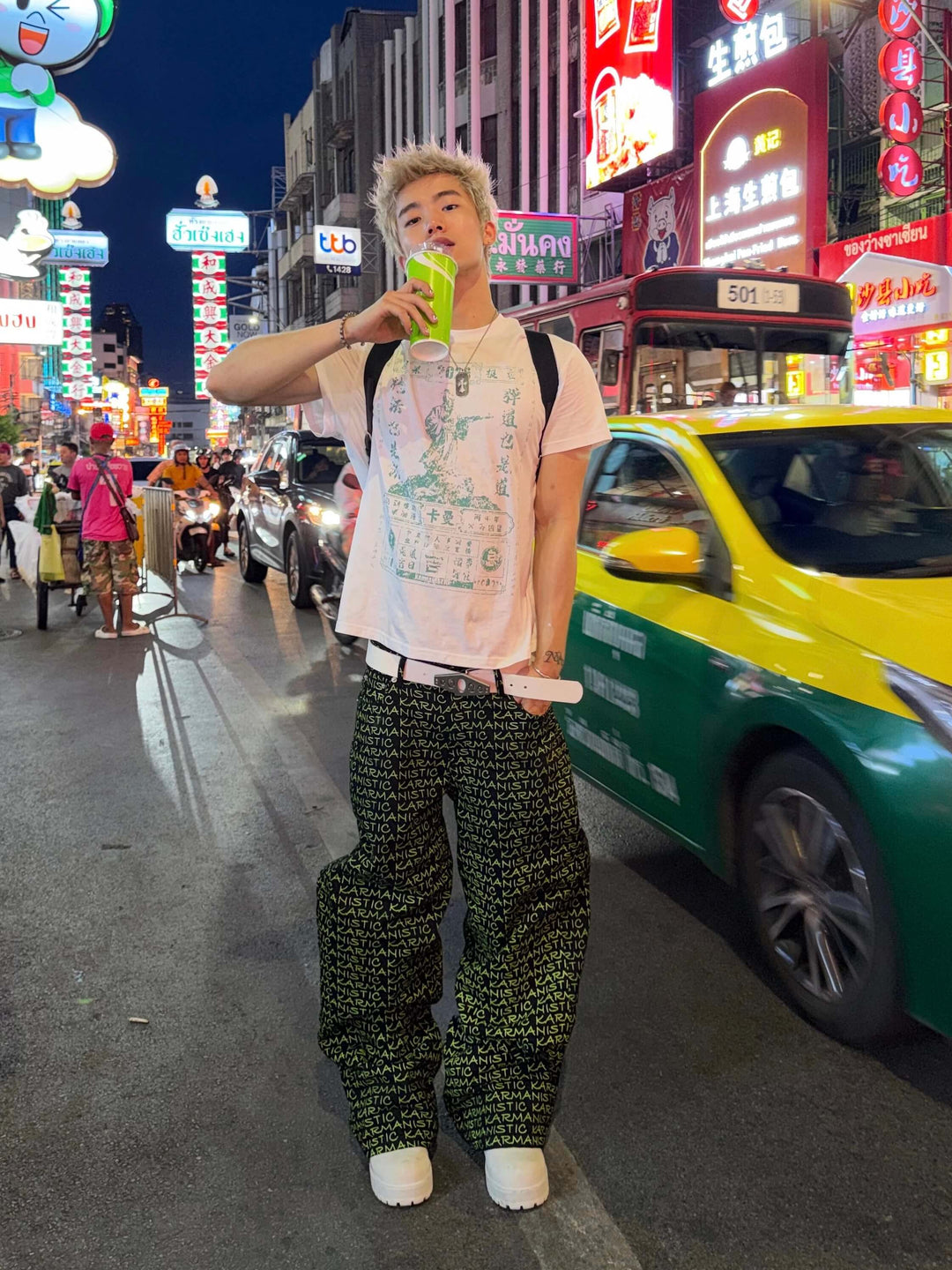 KARMANISTIC All Over Logo Print Baggy Jeans | Face 3 Face