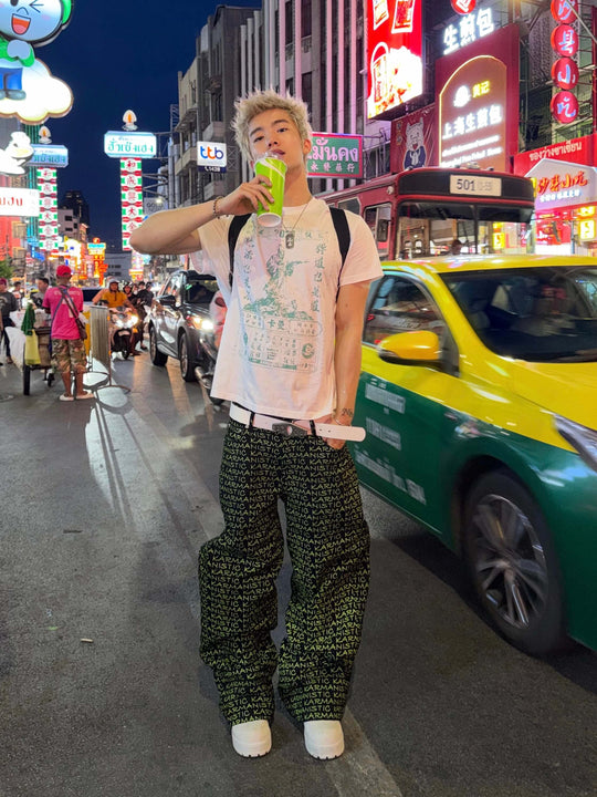 KARMANISTIC All Over Logo Print Baggy Jeans | Face 3 Face